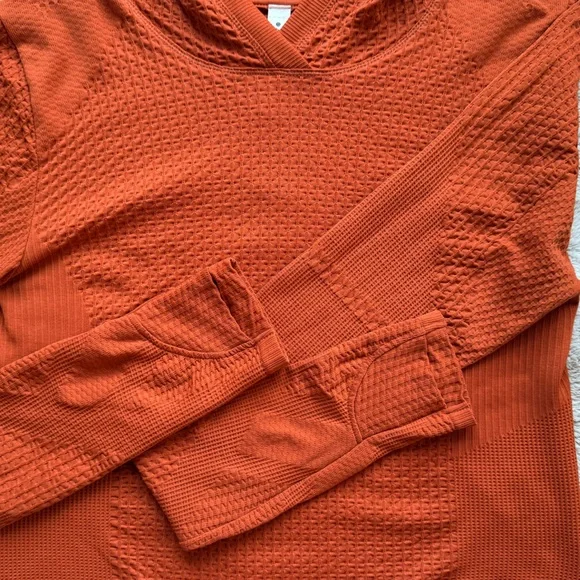 NWOT Athleta Flurry Seamless Cropped Hoodie in Foliage Orange Size S - Picture 11 of 13